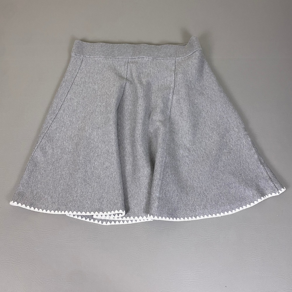 Grace Karin Gray Skater Skirt Women's 2XL Scalloped Hem High Waist A-Line Mini